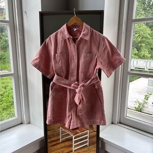 Future collective salmon pink cargo romper with belt